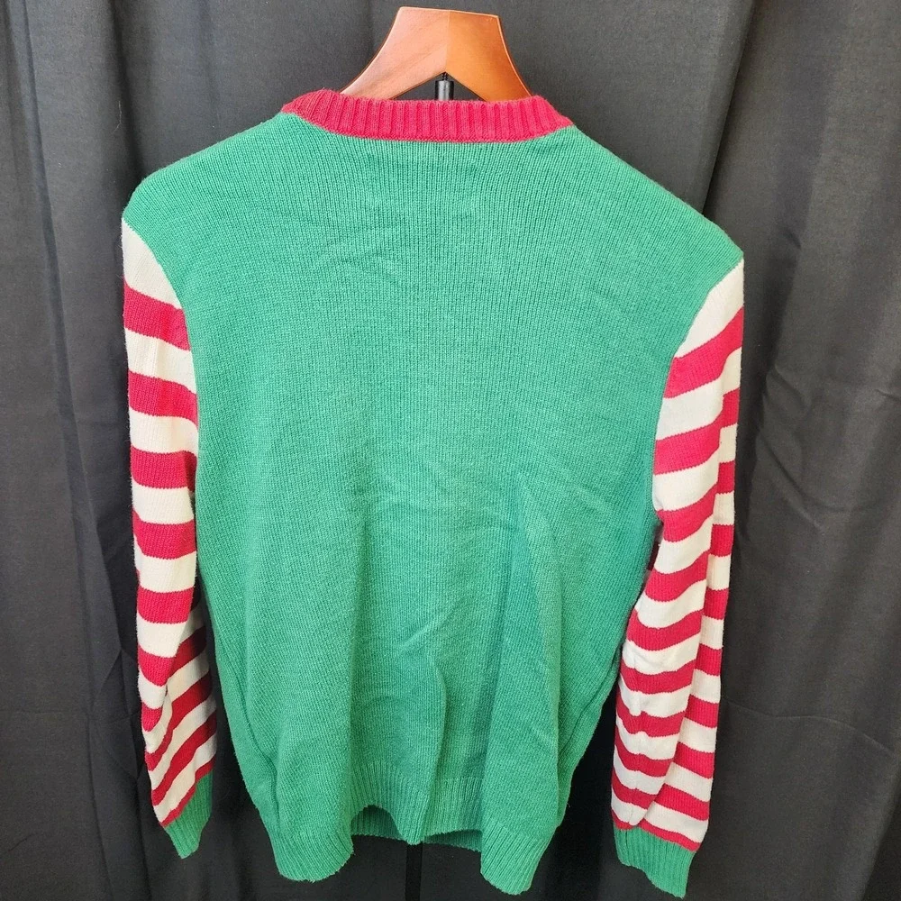 Ugly Christmas Sweater Santa Pug with Hat‎ Womens Medium Green Red Long Sleeve - Picture 6 of 6